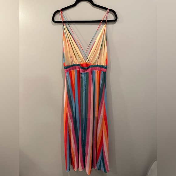 Essue Striped Colorful Midi Dress Strappy Size L - Picture 2 of 4